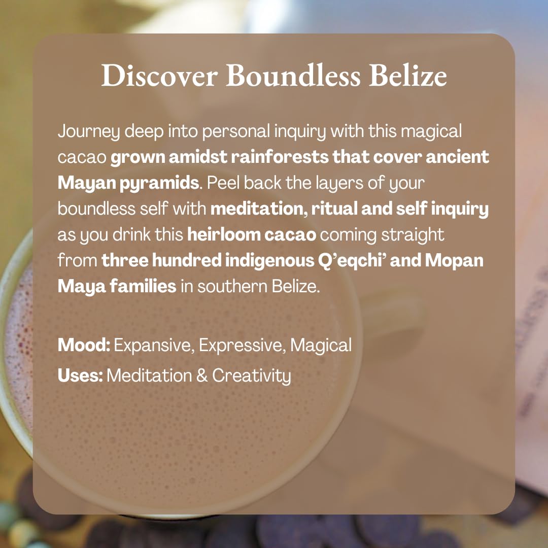 ORA Ceremonial Cacao - Boundless Belize - Organic 100% Cacao - Ethical - Regenerative - High Flavanol - Coffee Alternative - Better Energy - Heavy Metals Tested - Unsweetened - 8oz