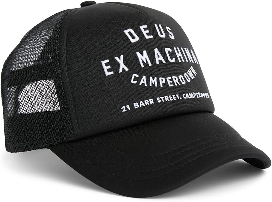 Deus Ex Machina Camperdown Address Trucker Cap Black White