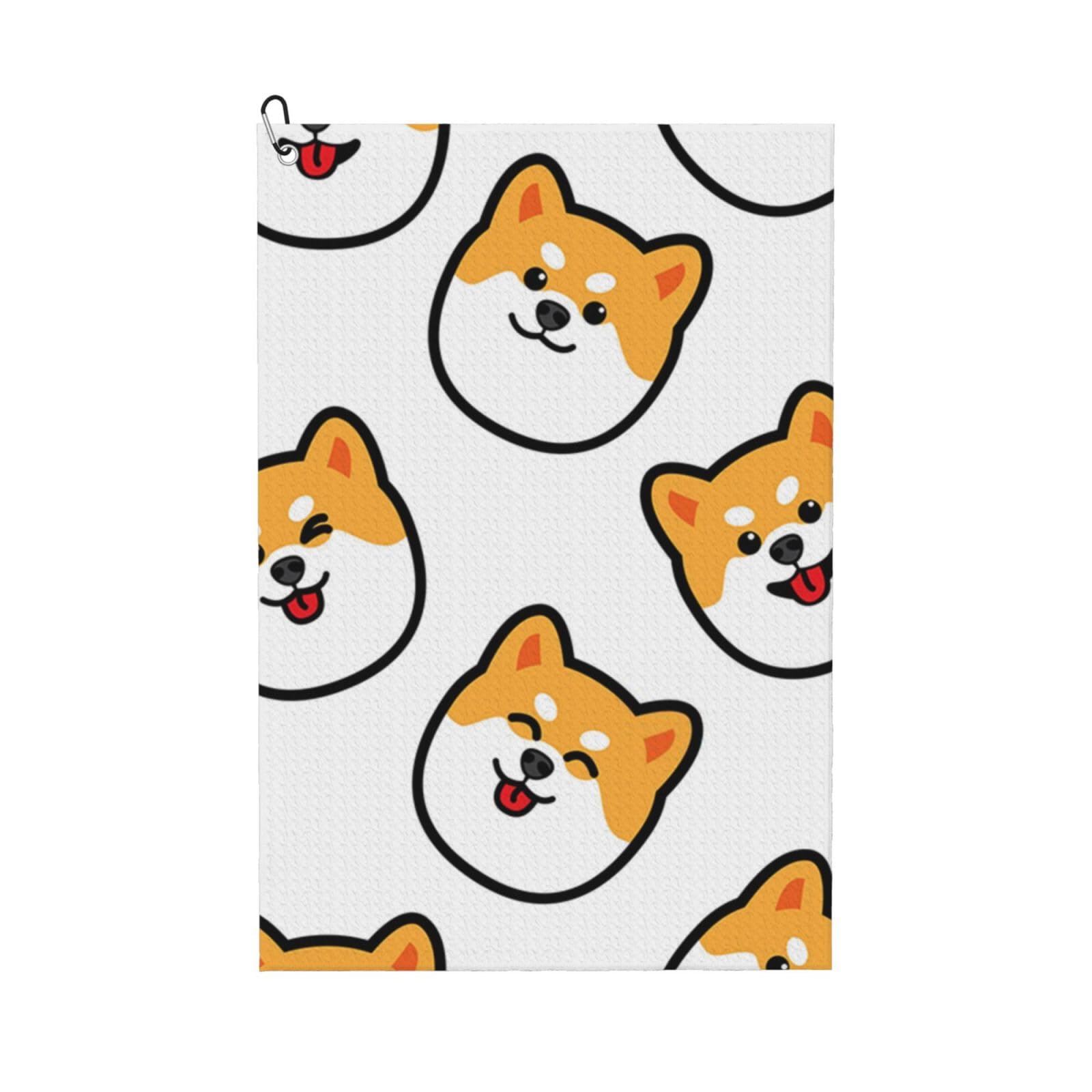 Hnnkloy Shiba Inu Face, 16x24 in Portable Waffle Golf Towels with Carabiner Clip for Golf Bag