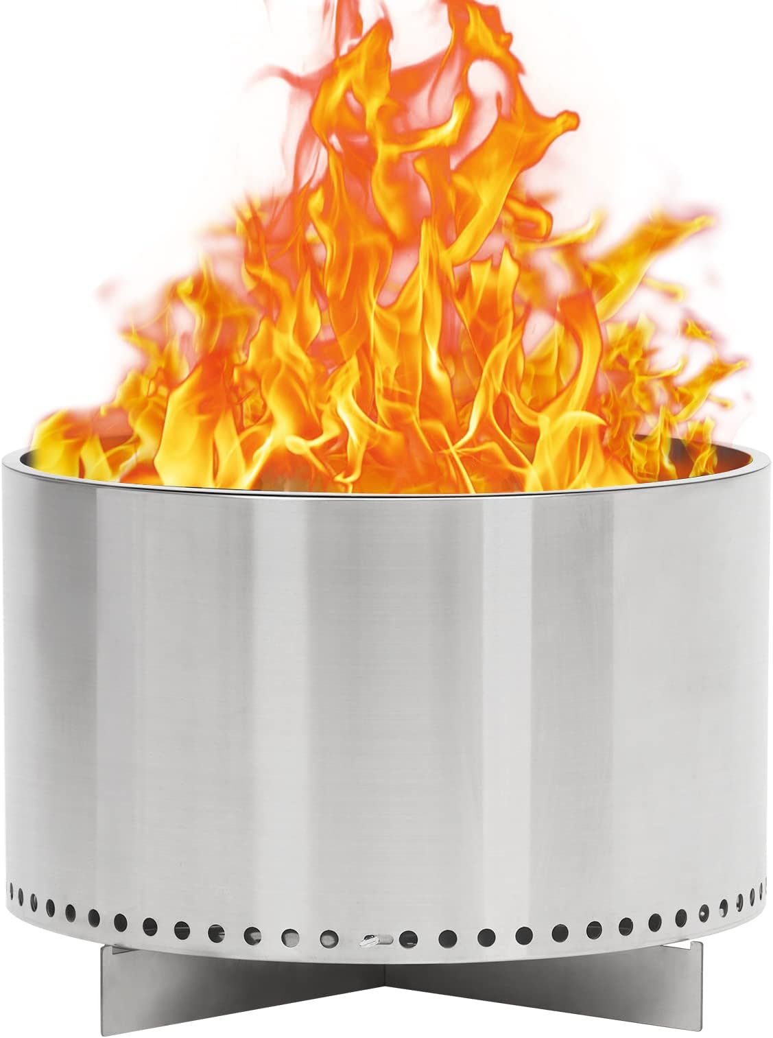 Smokeless Fire Pit with Air Switch 20.5", Wood Burning Portable Stainless Steel Outdoor Firepit with Removable Stand and Ash Pan,Ideal for Camping for Backyard Patio and Picnic， H: 11.5 in, 18.7 lbs