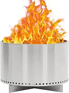 Towallmark 20.5 Inch Smokeless Fire Pit with Air Switch, Wood Burning Portable Stainless Steel Outdoor Firepit with Removable Stand and Ash Pan,Ideal for Outside Camping Backyard Patio Garden