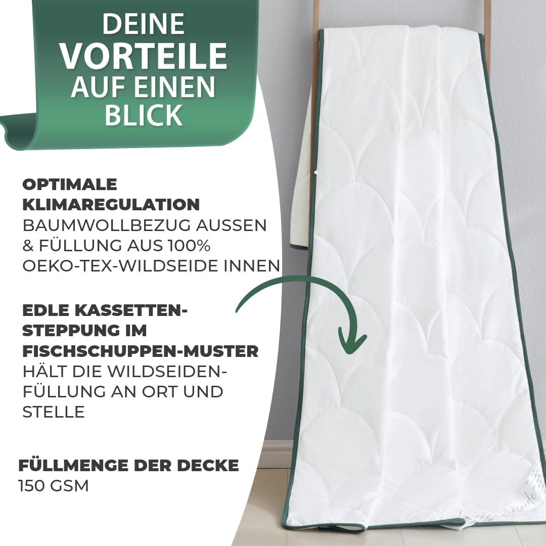Welldora Sommerdecke 155x220 kühlende Wildseide Oeko-Tex Zert. Allergiker Kühldecke