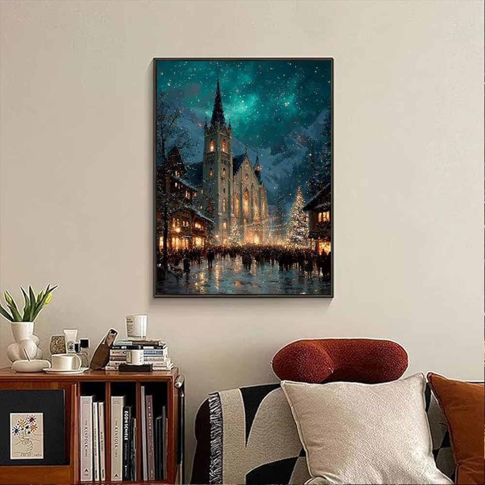 Zestawy do malowania diamentami 5D dla dorosłych, Boże Narodzenie, miasto, ulica, zestawy artystyczne, kryształowe zestawy artystyczne, rękodzieło, obrazy, zestaw do haftowania dla początkujących