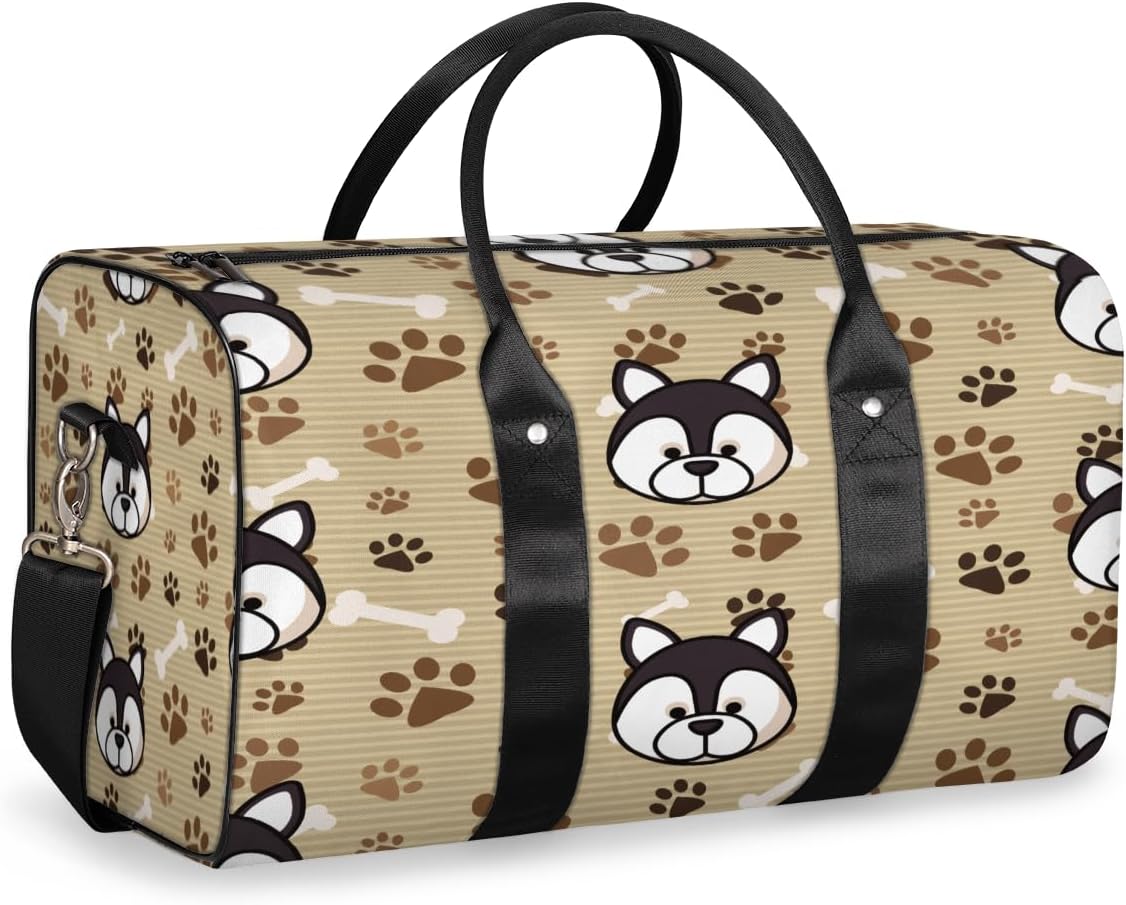 Dogs Bones Paws Travel Duffel Bag for Women Men Large Capacity Overnight Weekender Bags for Lightweight Waterproof Sport Gym Bag for Workout Yoga Swim