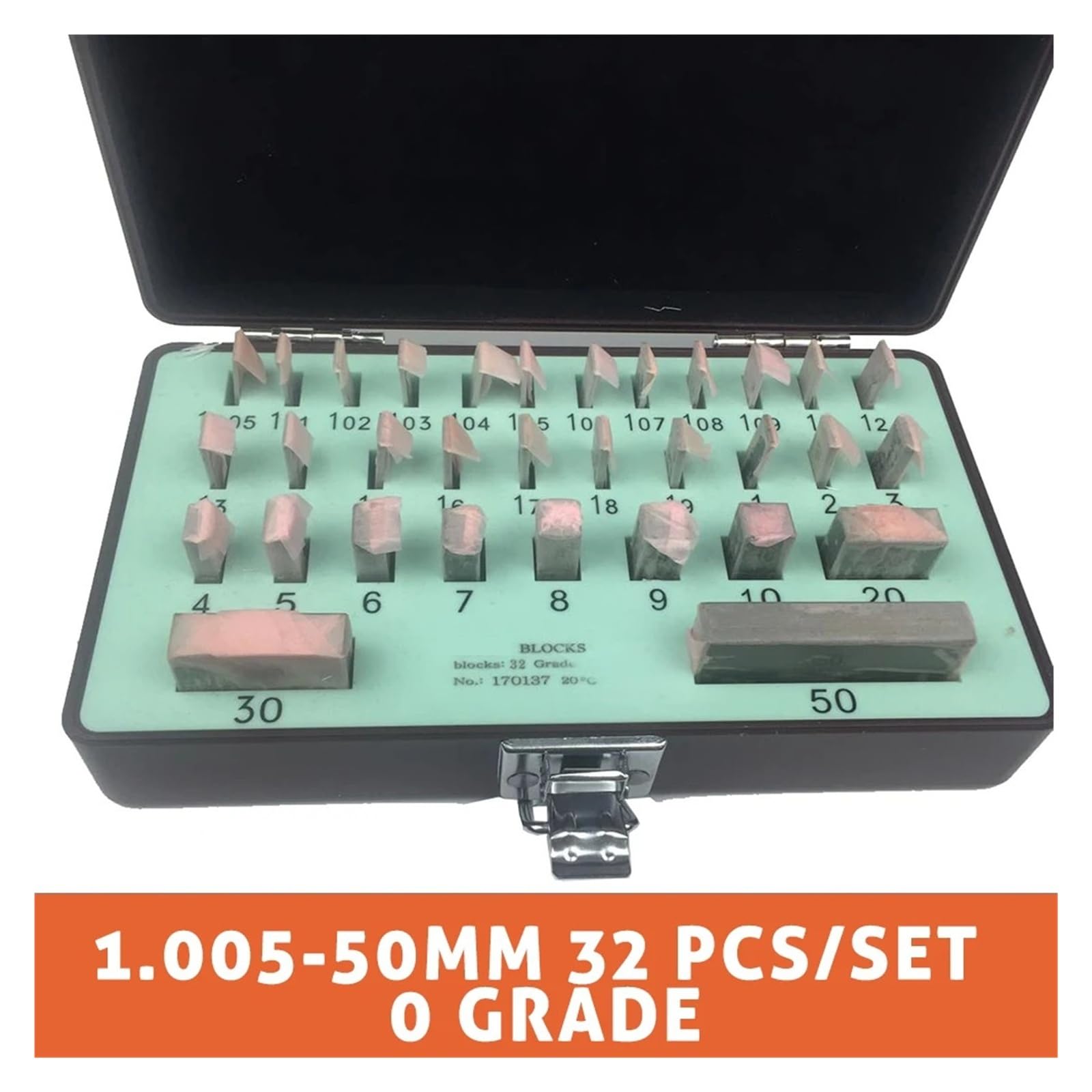 Zestaw 32 stalowych płytek pomiarowych o wysokiej dokładności 1,005-50 mm do testowania płytek pomiarowych, zestaw narzędzi do suwmiarki klasy 0/1 Wysoka dokładność(0 grade)