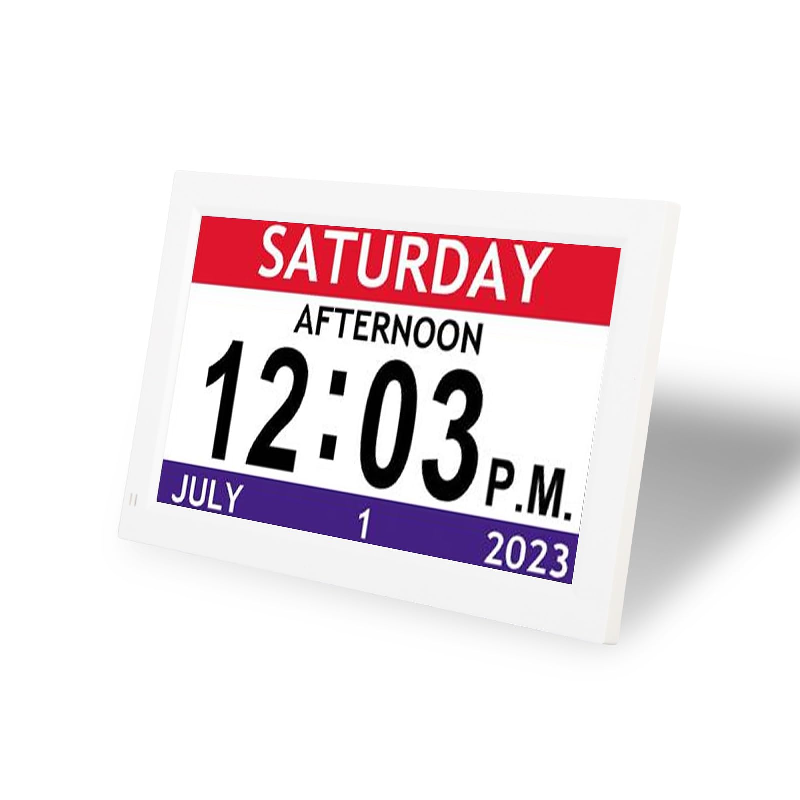 Gran Exhibición de 7 Pulgadas Reloj Digital con Fecha, Día y 12 Alarmas Personalizadas - Reloj de Calendario de Atenuación Automática para Personas Mayores, Demencia, Sala de