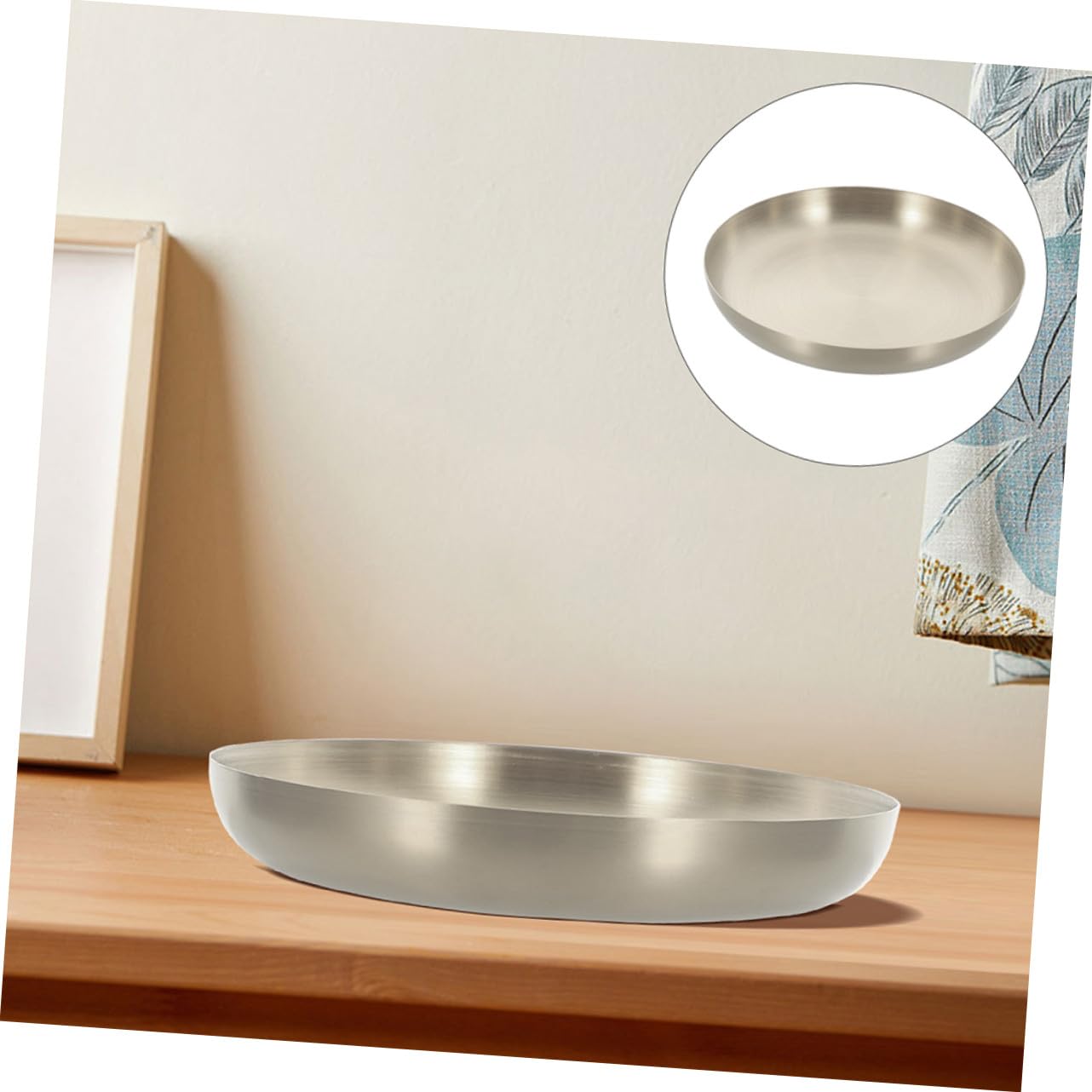 POPETPOP 3 Pièces Plateau de Service Acier Inoxydable Assiette Polyvalente pour Steak et Snack Design Moderne pour Famille Restaurant et