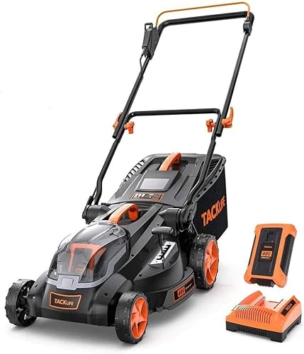 Cortacésped eléctrico inalámbrico de acero de 16 pulgadas, cortacésped inalámbrico 3 en 1 con batería de litio de 36 V 4.0 Ah y bajo ruido de 96 dB