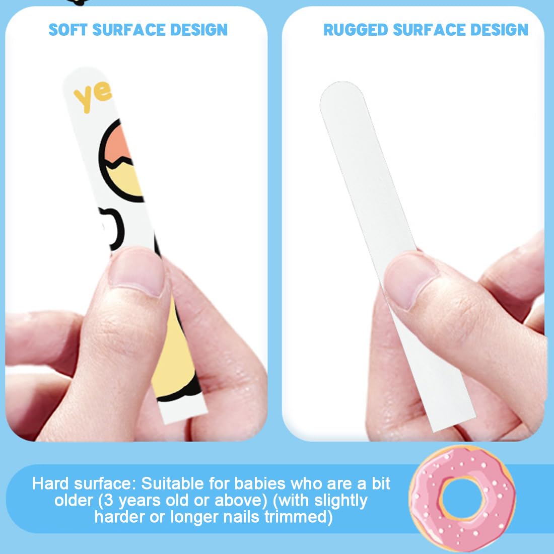 8 Pezzi Kit Lima Unghie 2 In 1 Per Neonati Doppia Faccia (Morbida E Dura) Carino Disegno Panda Cura Unghie Per Neonati Legno Per Cura Unghie Neonati