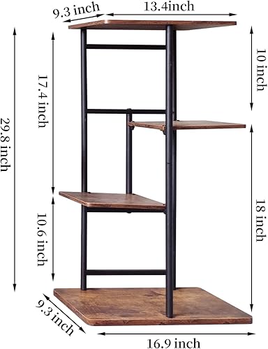 Miniatura 6 de Soporte de metal para plantas con luces de crecimiento, múltiples macetas, estante para patio, jardín, esquina, balcón, sala de estar (4 niveles 5