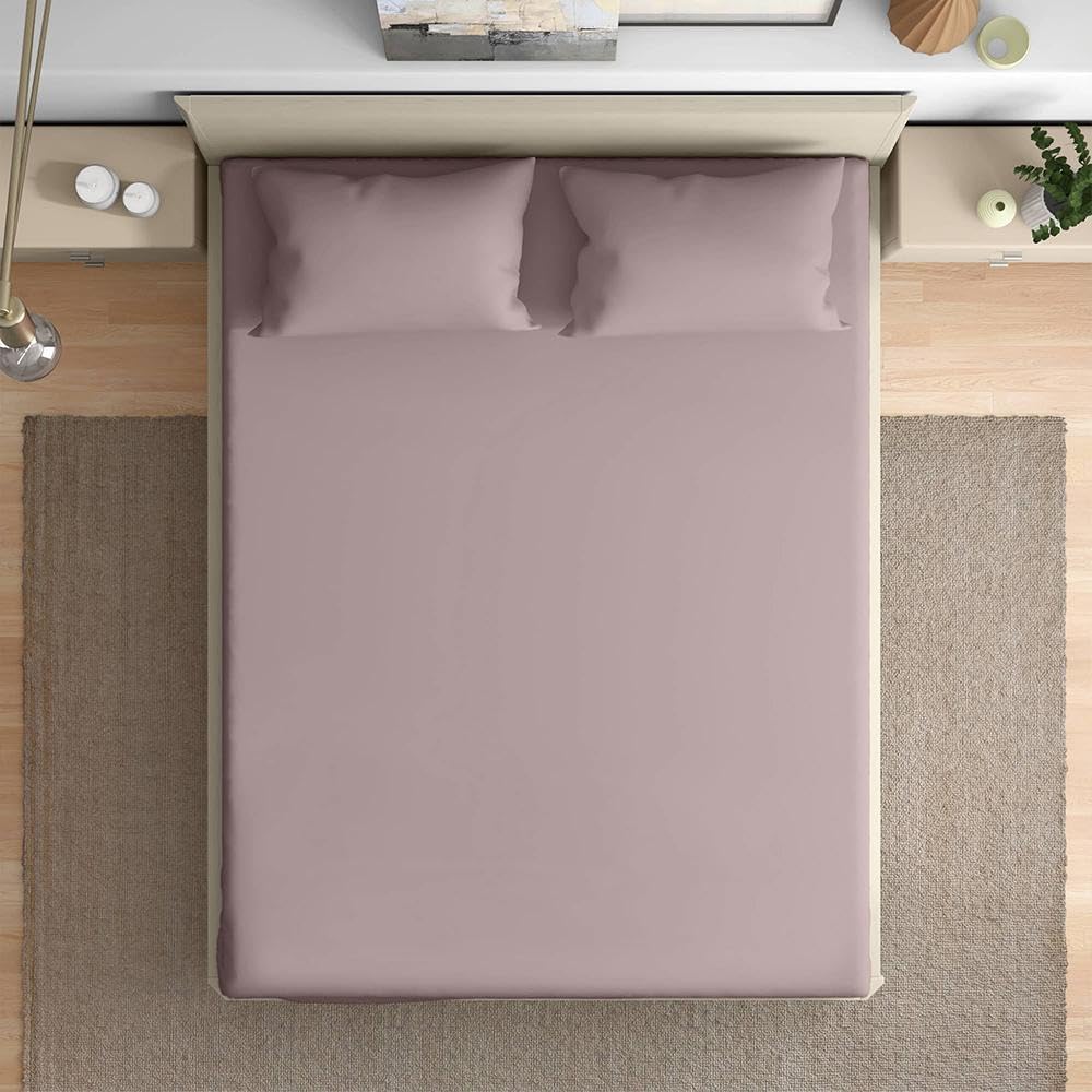 Wakefit 100% Cotton 200 TC Flat Printed Bedsheet, Wood Rose Queen Size (100x90 Inches) / (2.54m*2.29m) with 2 Pillow Covers Wood Rose, Double