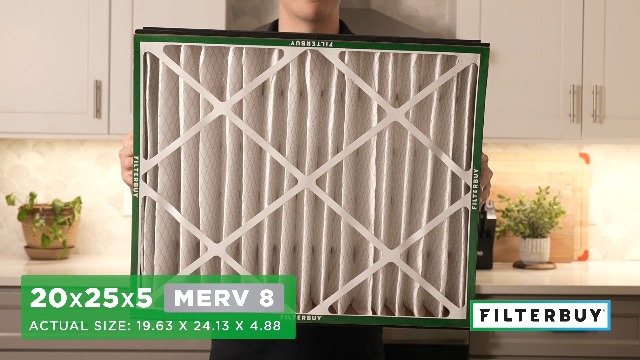 Image of Filterbuy 20x25x5 Air Filter MERV 8 Essential Dust & Allergy Defense (2-Pack), Pleated HVAC AC Furnace Filters for Trion Air Bear, Generalaire, Skuttle, and More (Actual Size: 19.63 x 24.13 x 4.88)