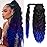 Corn Wave Ponytail Extension Clip in - 22 Inch Long Wavy Curly Wrap Around Pony Tail Synthetic Ponytail Hair Extainson for Women (Natural Black to Purple to Blue)
