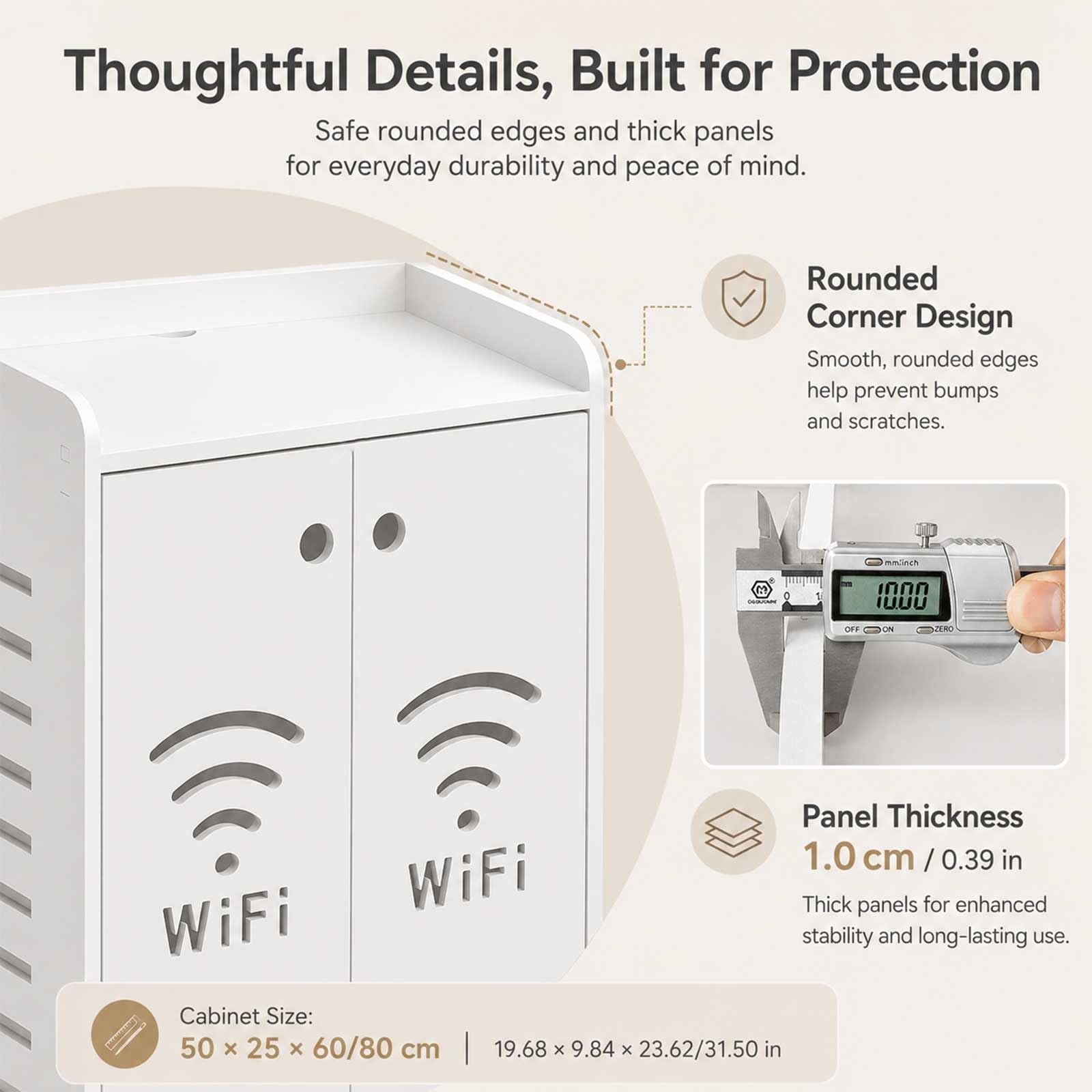 Armadietto Portaoggetti Per Router WiFi, Scatola Portaoggetti Da Pavimento Per Modem, Mobile Rete Con Ripiani Regolabili, Copricavi Ventilato Per Casa Ufficio Soggiorno Camera(Brown,H31.5in/80cm)