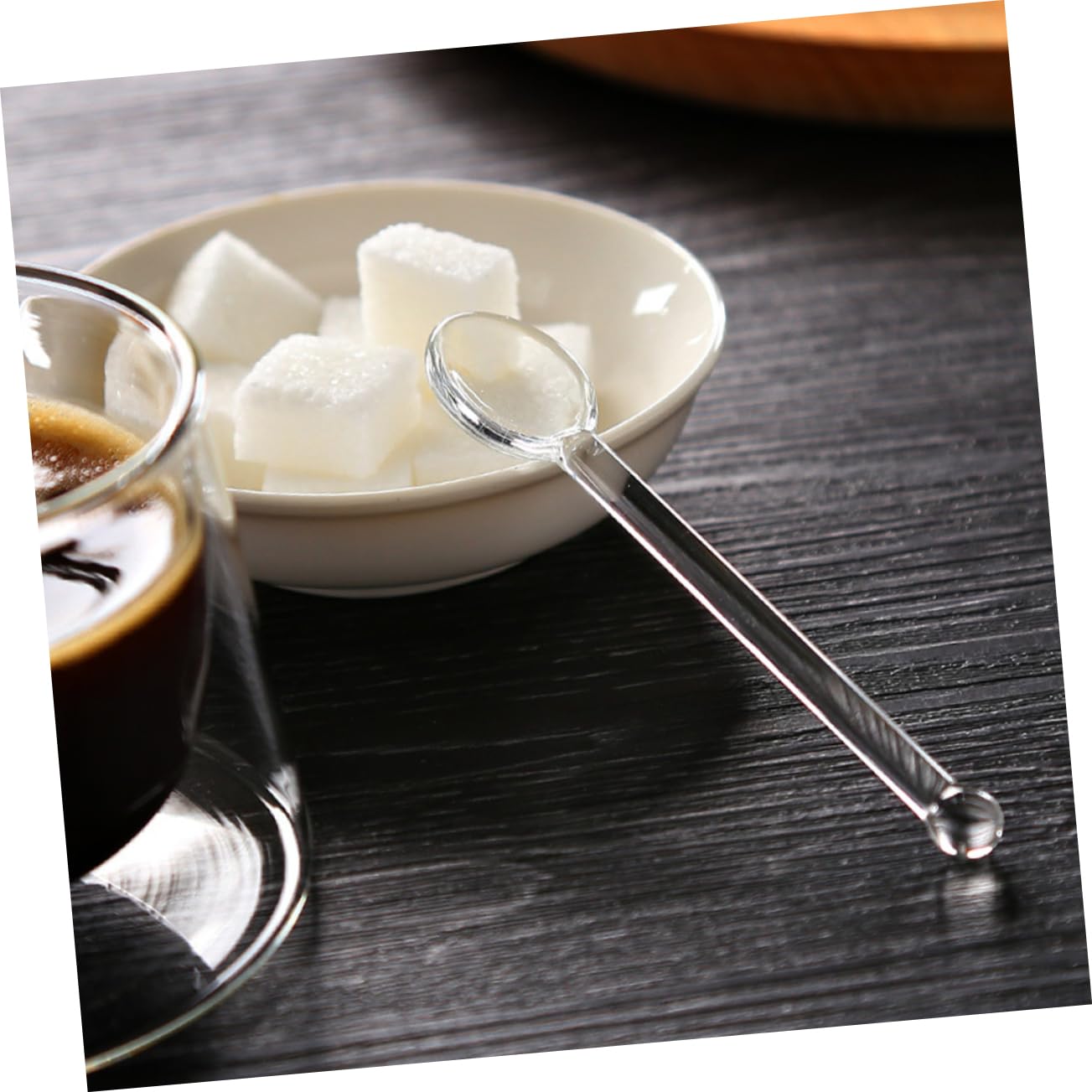 6 bastoncini in vetro per cocktail e yogurt, cucchiaini da caffè trasparenti, cucchiaini da tè, cucchiaini da tè, cucchiaini da tè