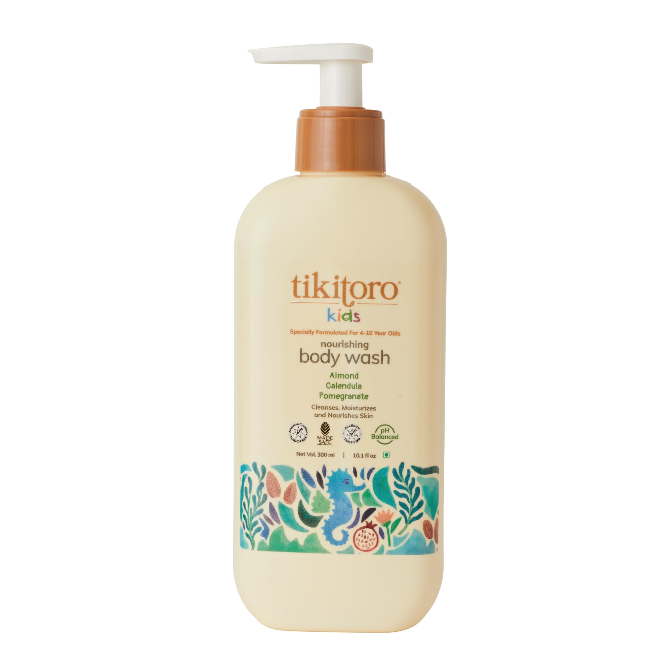Tikitoro Kids Nourishing Body Wash, 100% Vegan with Almond, Calendula, Pomegranate Extract, Cleanses, Moisturizes & Nourishes Skin with No Parabens & Sulphates (Age: 4+ Years) (300 ml)-picture-13