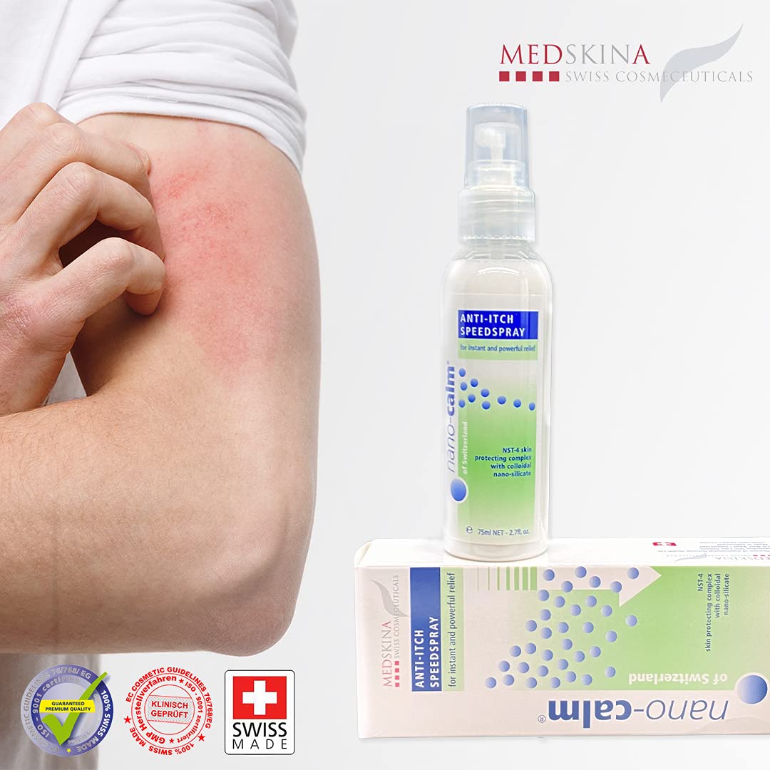 Medskina Neurodermitis Spray 75 ml - Hilfe bei Psoriasis Schuppenflechte und trockener Haut - Spray gegen Hautpilz und Juckreiz - Wundspray schnelle Wundheilung - MADE IN SWISS