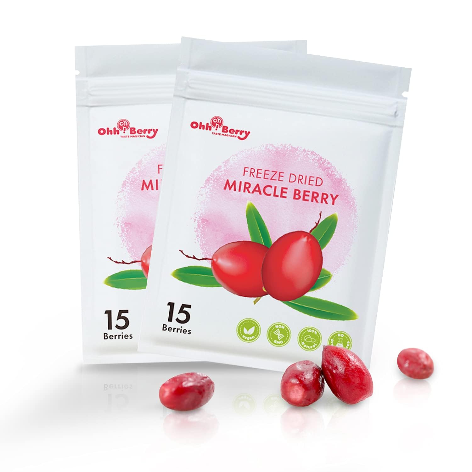 Ohh! Berry Miracle Berry [all 30 of them],Miracle Berries are 100% Natural & Freeze-Dried Friut Snacks to Turn Sour To Sweet and Reduce Sugar Use For Better Health Forever,No Preservatives