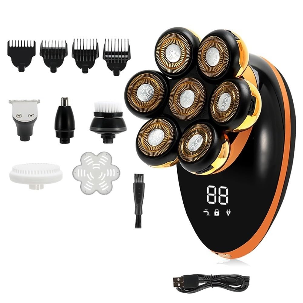 Rasoi per uomini calvi, 5 in 1 uomini 7D galleggiante rasoio elettrico da uomo rasoio elettrico barba asciutta bagnata rasoio elettrico ricaricabile testa calva macchina da barba display LCD