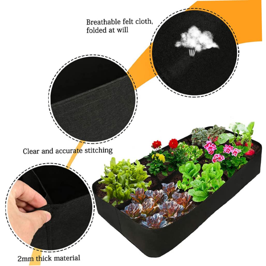 Bolsas de cultivo de plantas, camas de cultivo de tela, bolsas rectangulares, macetas de tomate y patatas transpirables para plantas vegetales al aire libre, flores (negro) Bolsa de plántulas
