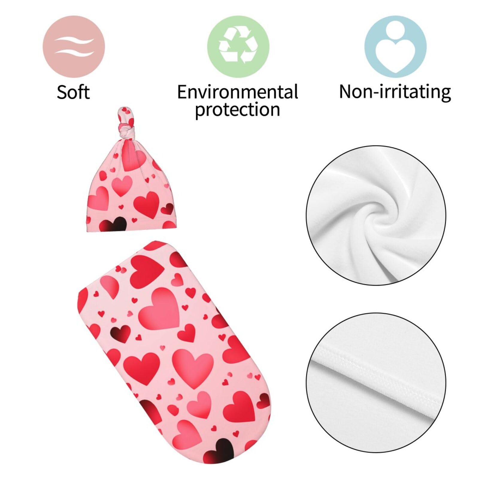 3d Cuore Swaddle Coperta E Cappello Set Per Neonati Avvolgere Accogliente Per Neonati Bambino Comfort 29x53 cm