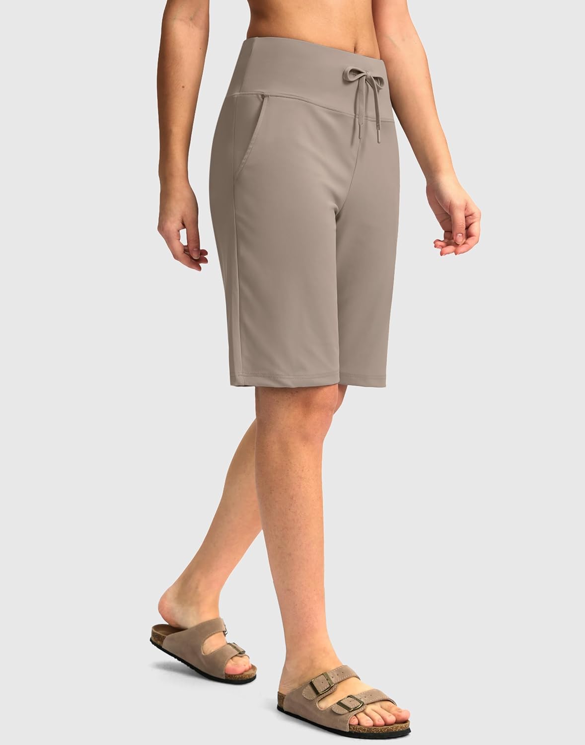 G Gradual Women's Bermuda Shorts with Pockets 11" Knee Length Stretch Comfy Drawstring Long Shorts for Women Summer Walking - Image 2