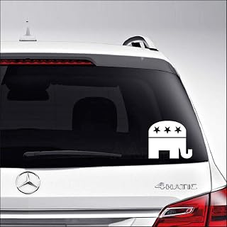Republican Party Logo Elephant for Car Truck Motorcycle Windows Bumper Laptop Home Wall Decor Vinyl Sticker Decal Size- [12 inch/30 cm] Wide/Color- Gloss White