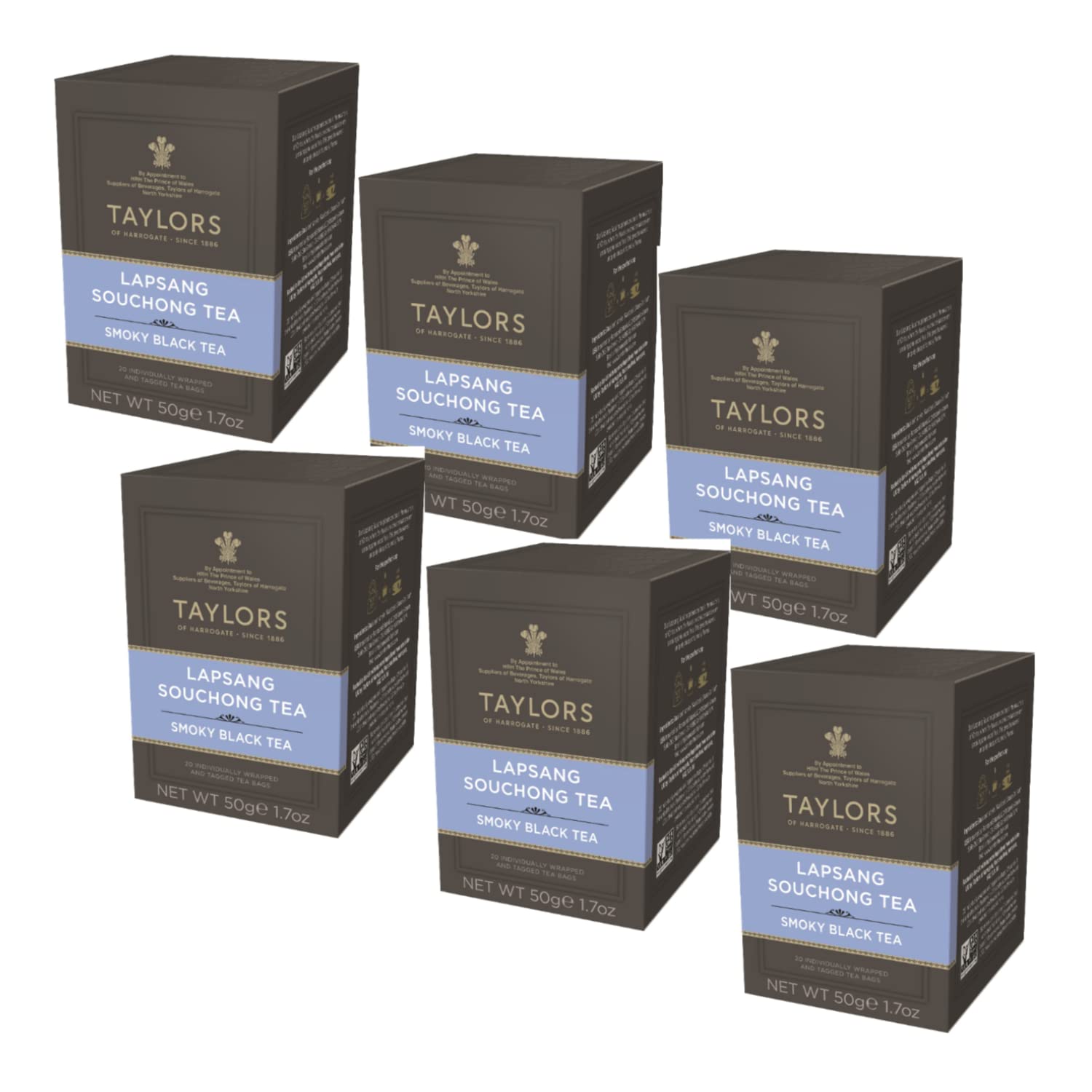 Taylors® | Lapsang Souchong Tè Nero Cinese | Lapsang Affumicato Cinese | Lapsang Souchong Origine Cina - 6 x 20 Bustine di Tè (300 Gr)