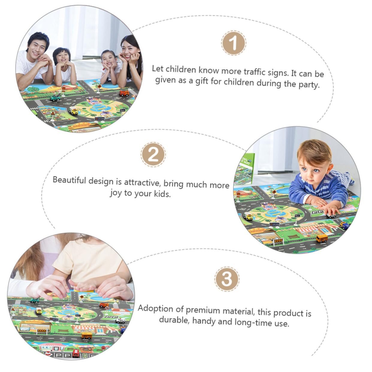 KOMBIUDA Indoor Children Car Toys Traffic Parking Game Toys Mat for Boys and Girls Playroom