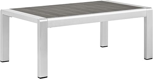 Juego de sofá modular de aluminio Modway, de color plata y beige, para playa, exteriores, patio, juego de 3 unidades, Plateado gris