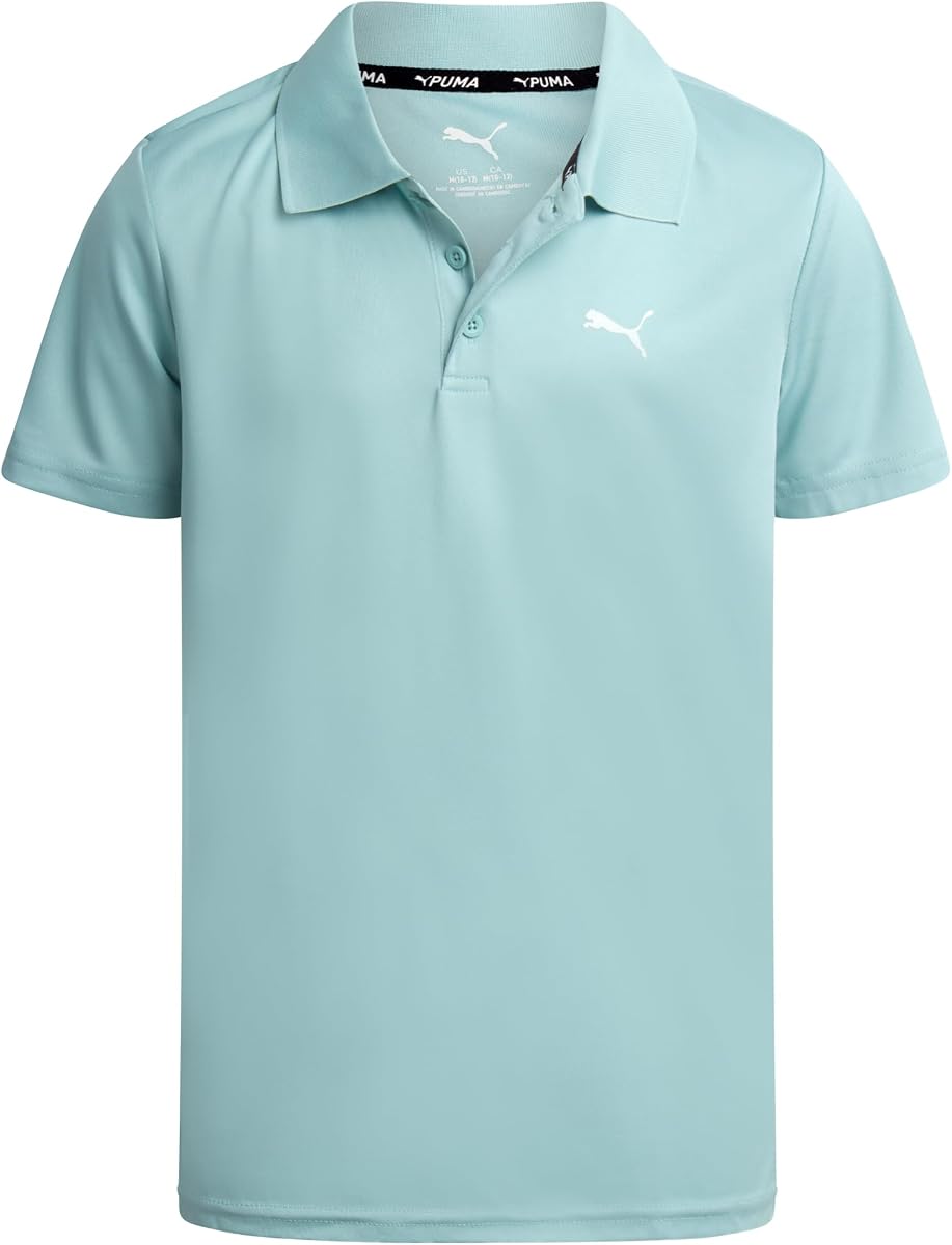 Polo de golf de manga corta con cuello Dry Fit para niños (tallas 8-20)