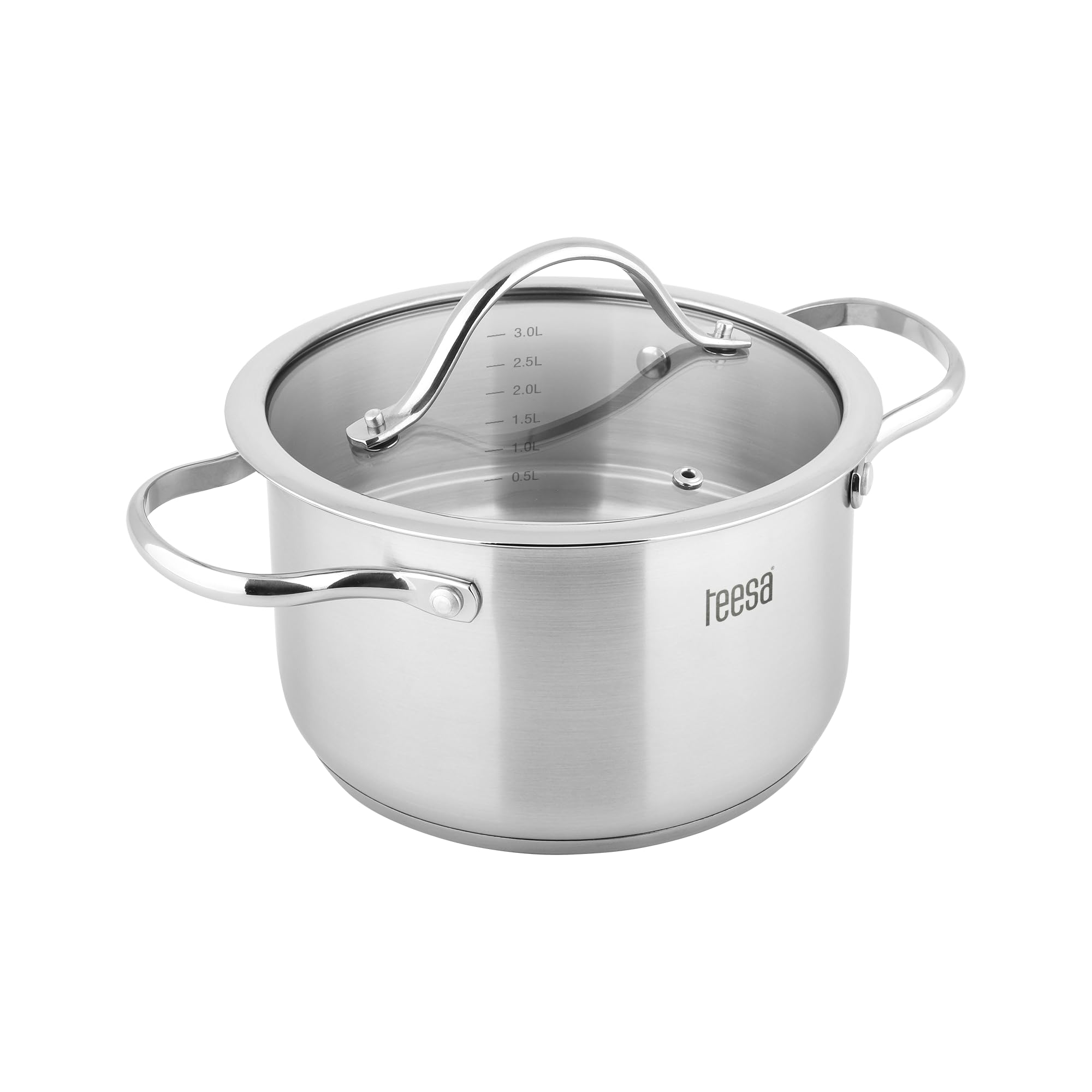 Teesa Set di pentole da 6 pezzi COOK EXPERT MASTER in acciaio inossidabile tipo 18/10 pratico misurino per tutti i tipi di pentole TSA0141