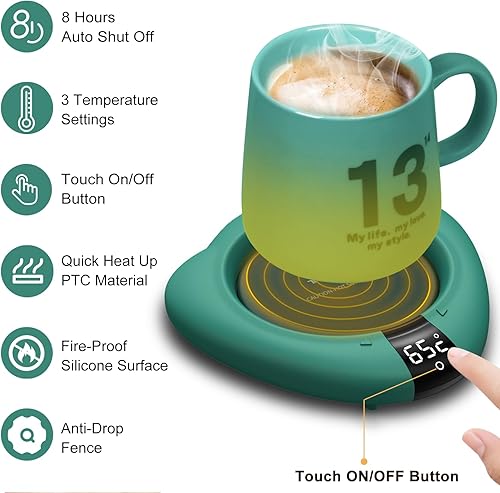 Miniatura 2 de Calentador de taza de café (sin taza), calentador eléctrico de tazas para escritorio, 3 niveles de temperatura, apagado automático, calentador de