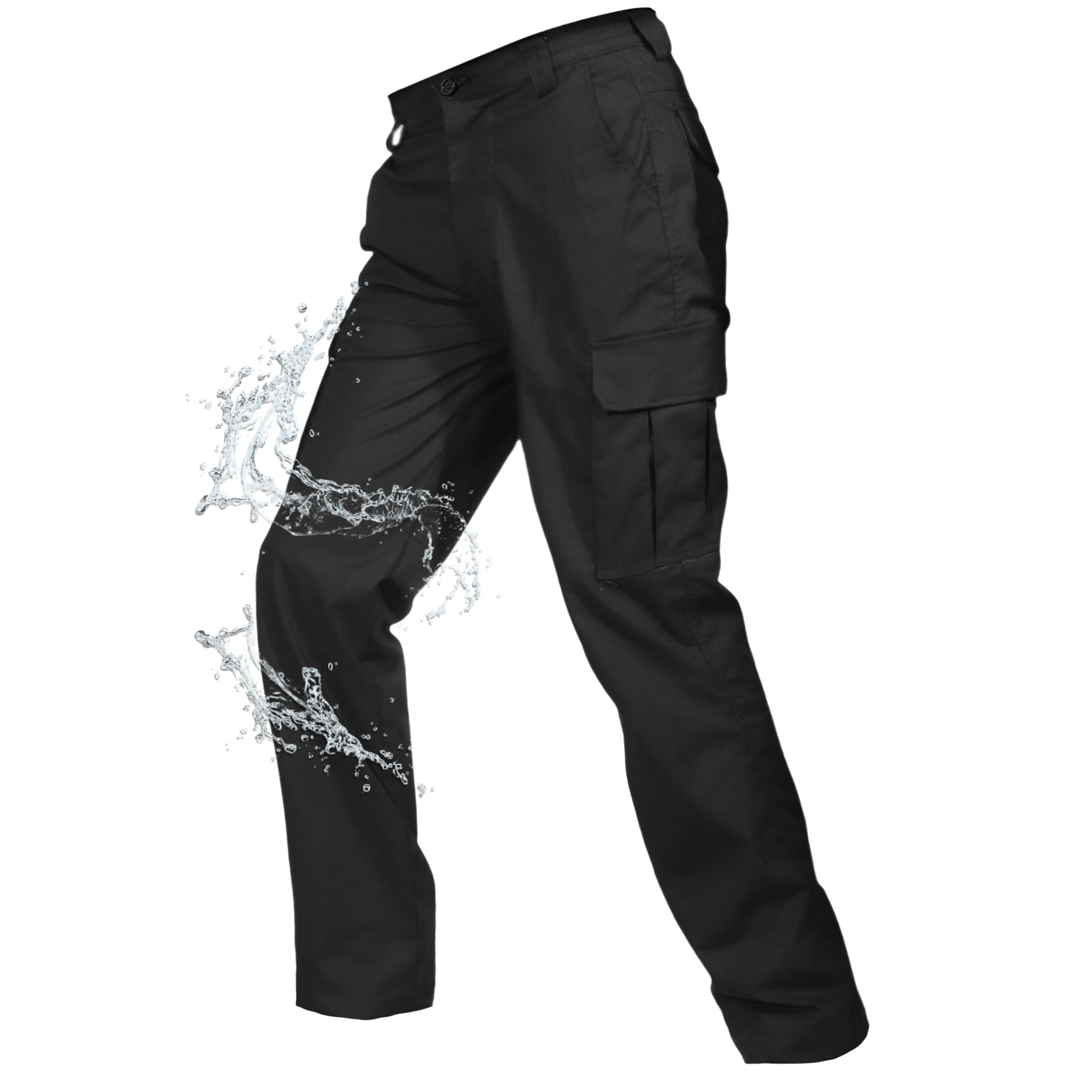 Soulsfeng Men's Black Work Pants Water Resistant Stretch Cargo Pants Outdoor Tactical Hiking Pants 38