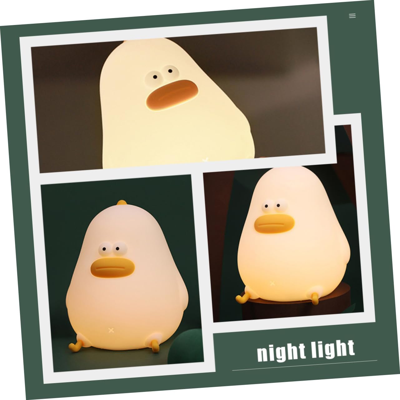 LIFKOME Lámpara de Noche Infantil Luz Nocturna Portátil y Segura Forma de Pollito de Silicona Recargable Batería de 1200mah para Ñiño para Camping y Dormitorio