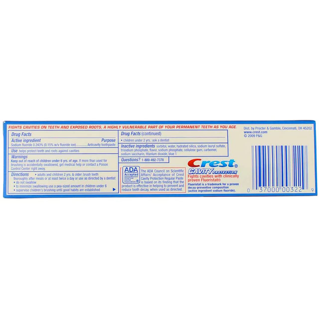 Crest Regelmäßige 4.6 Größe 4.6z Cavity Protection Regular Paste 4.6z (Packung mit 3)