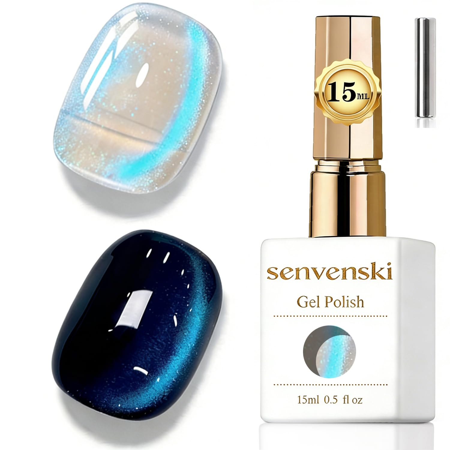 Senvenski Gelee Glas Cat Eye Gel Nagellack mit Magnet 15ML Magnetisch 3D Galaxie Holographisch Reflektierend Glitzernd Durchsichtig Farbe Gellack Salon Home DIY
