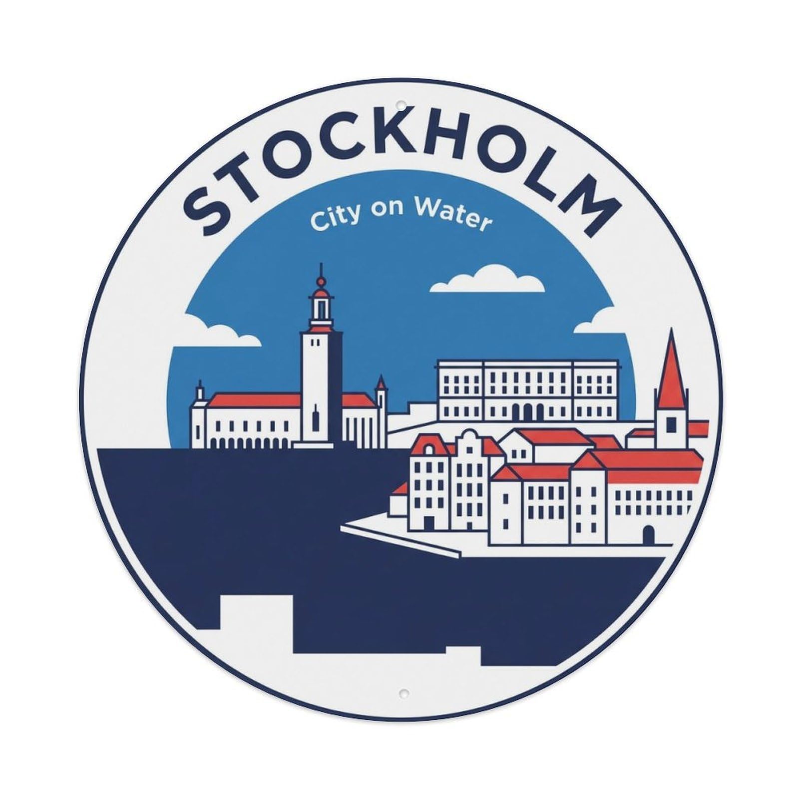 Vintage Travel Stockholm Sweden Distinctive Metal Tin Sign