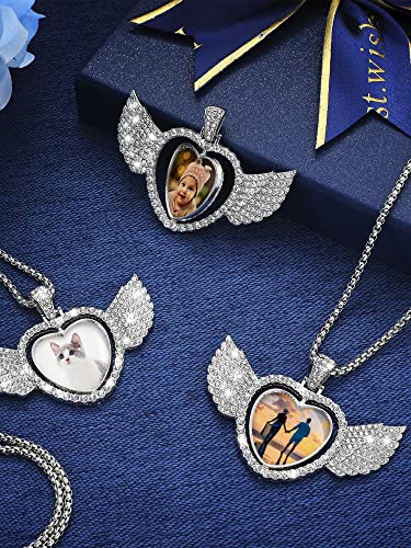 Junkin 24Pcs Sublimation Rhinestone Trays Pendant Set, Angel Theme Heart Jewelry Blanks 6 Double Sided Charms Bezel Trays 6 Pcs Chains 12 Sublimation Discs for Craft(Wing Style,Silver) by Junkin - Used condition - Image 13