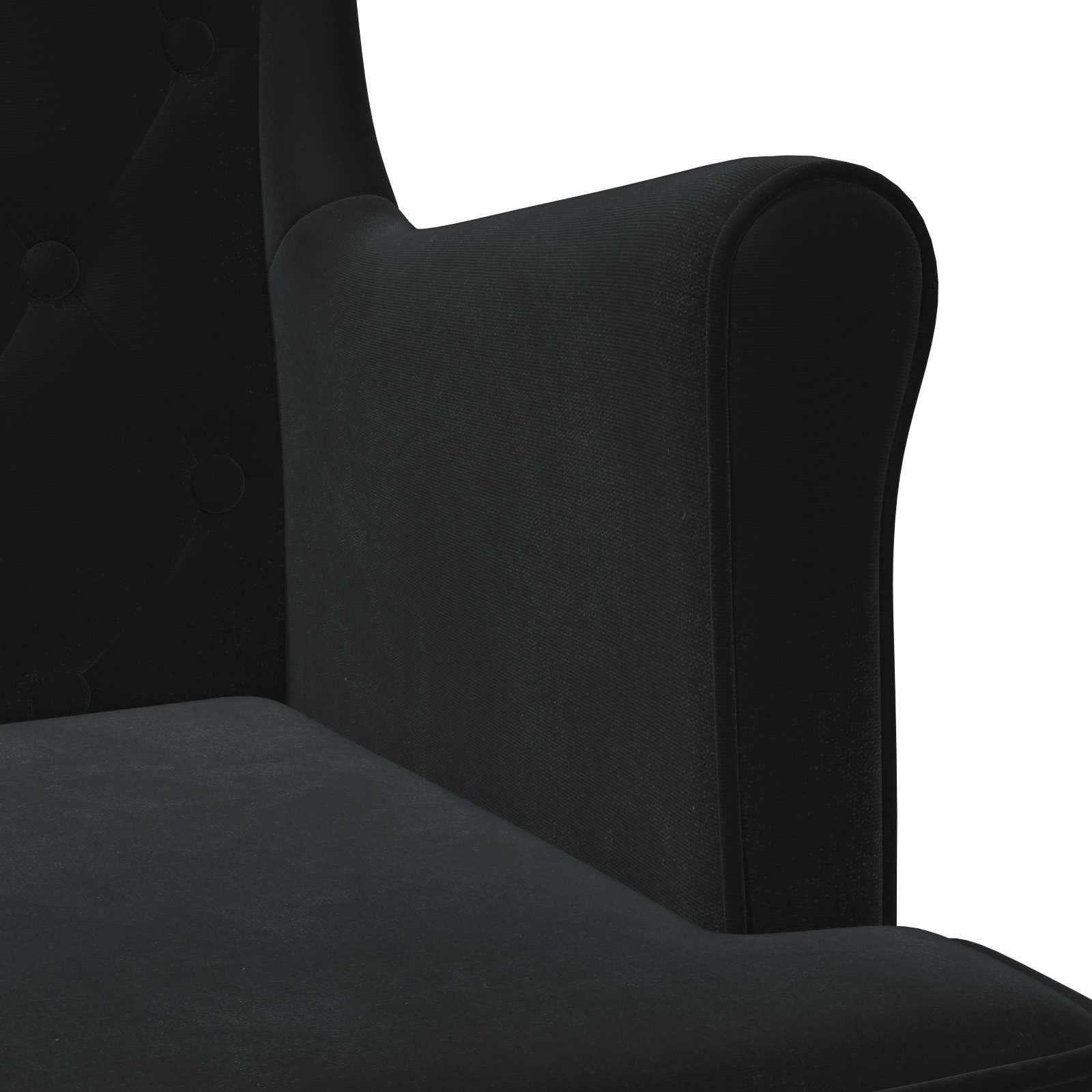 Poltrona in velluto nero, moderna poltrona imbottita con telaio in metallo e gambe in legno, comoda poltrona per soggiorno e camera da letto, 65 x 79 x 100 cm, portata fino a 110 kg