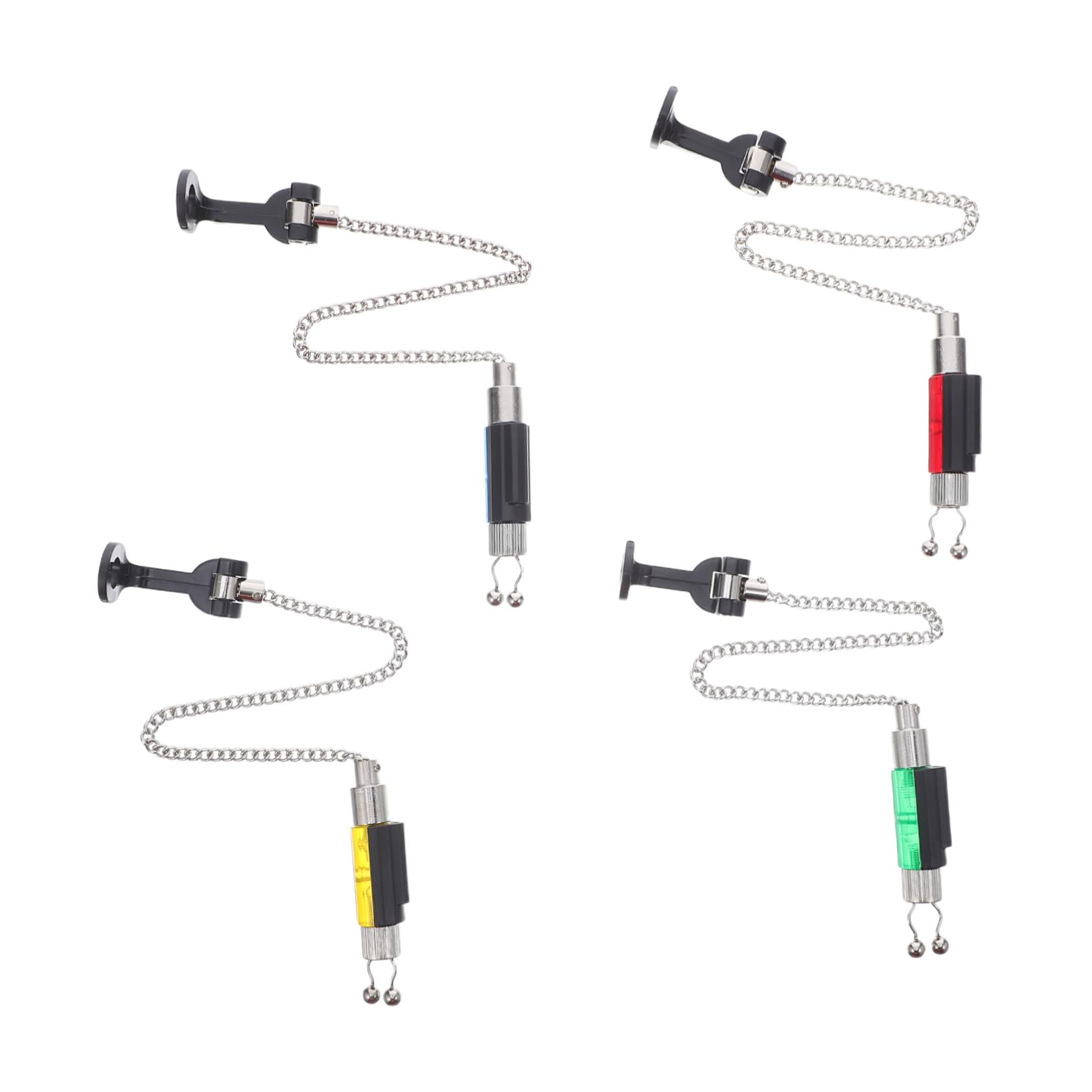 Anneome 4 Pezzi Fishing Alarm Swingers per Carpe con Catena Flessibile Senza Luce Indicatori Morsi Resistenti alle Intemperie Clip Facile per Canna da Pesca Outdoor
