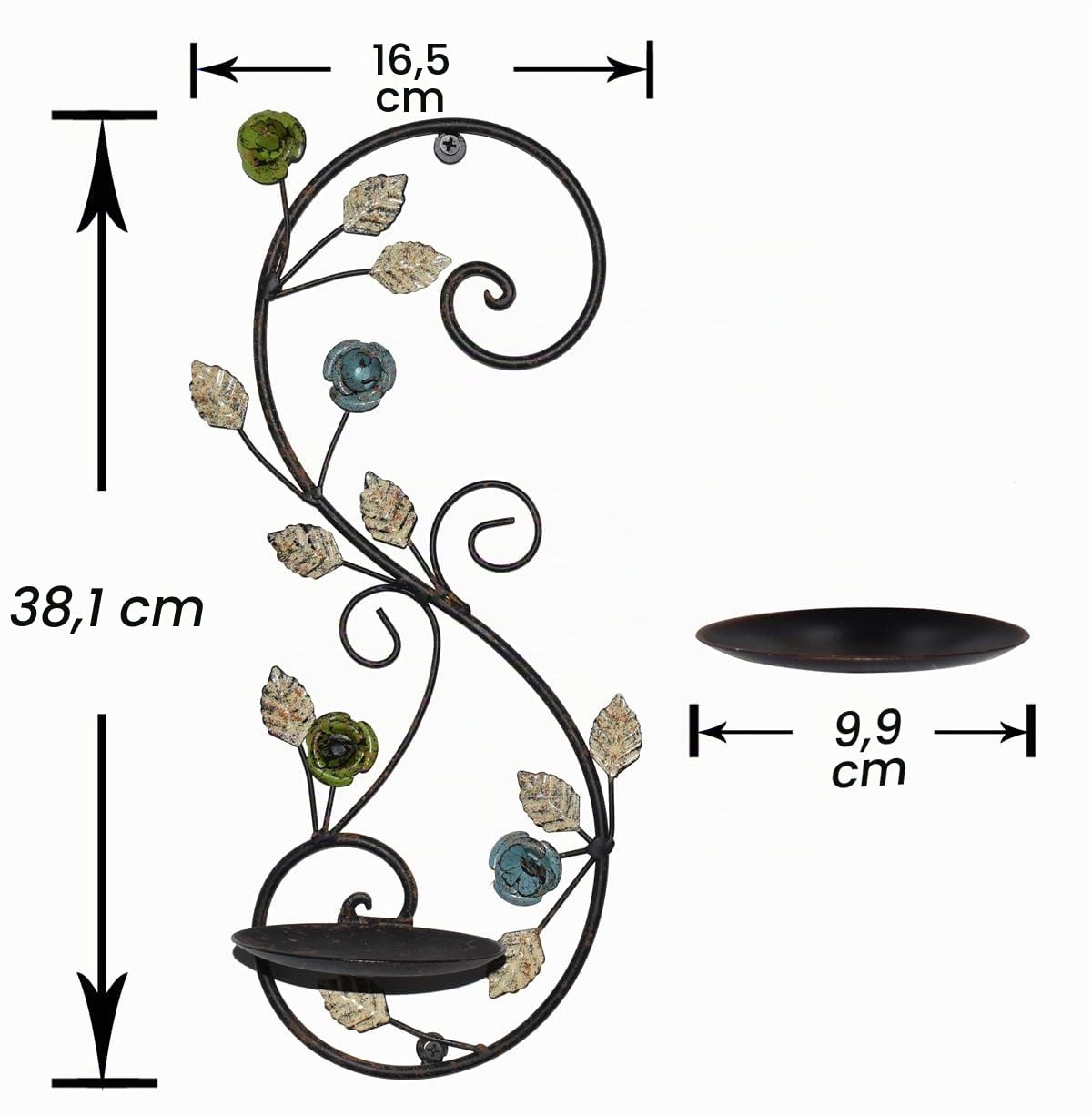 Lot de 2 Appliques murales en métal à Suspendre en Forme de Branche de Feuille Noire Antique pour Salon, Salle à Manger
