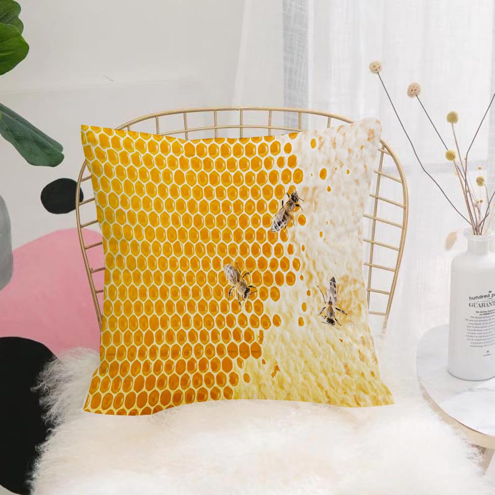 Hyosxw Sealed Honeycombs Bees Crawl On Honeycomb - A10 Cushion Cover,Throw Pillow Case Home Decorative For Living Room Bedroom Sofa Chair 18X18 Inch,Sealed Honeycombs Bees Crawl On Honeycomb,Pillowcase 45X45cm