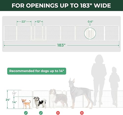 Miniatura 13 de FXW Puerta para perros extra ancha diseñada para uso en interiores, ancho ajustable de hasta 165 pulgadas de ancho (40 pulgadas de alto, 6 paneles