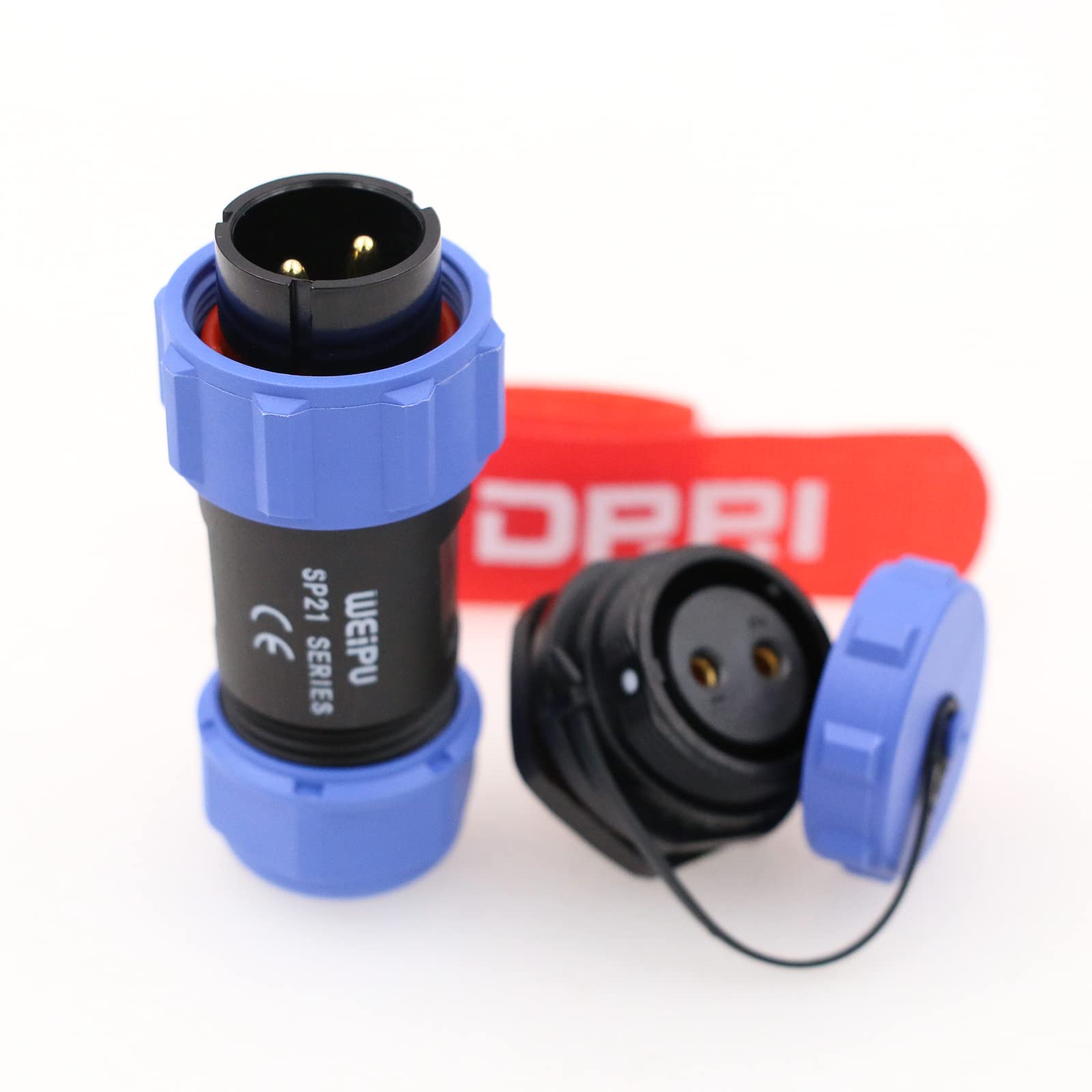 DRRI Weipu SP21 2 Pin Rear-nut Mount IP67 IP68 Waterproof Quick Connect ower Cable Connector for BLUETTI AC200MAX Portable Power Station
