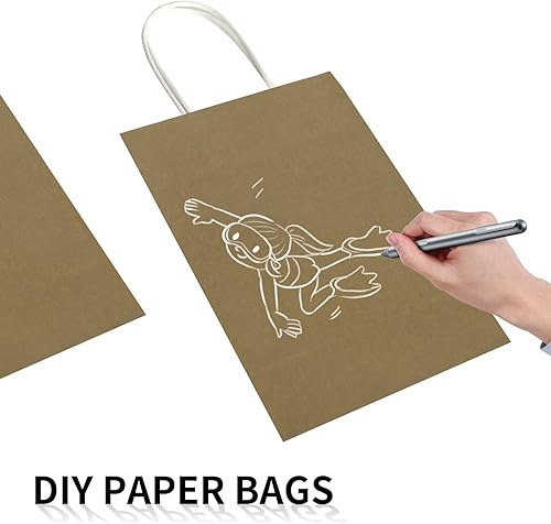 Miniatura 9 de Toovip Cada paquete de 100 bolsas pequeñas de papel kraft dorado y dorado medio con asas a granel