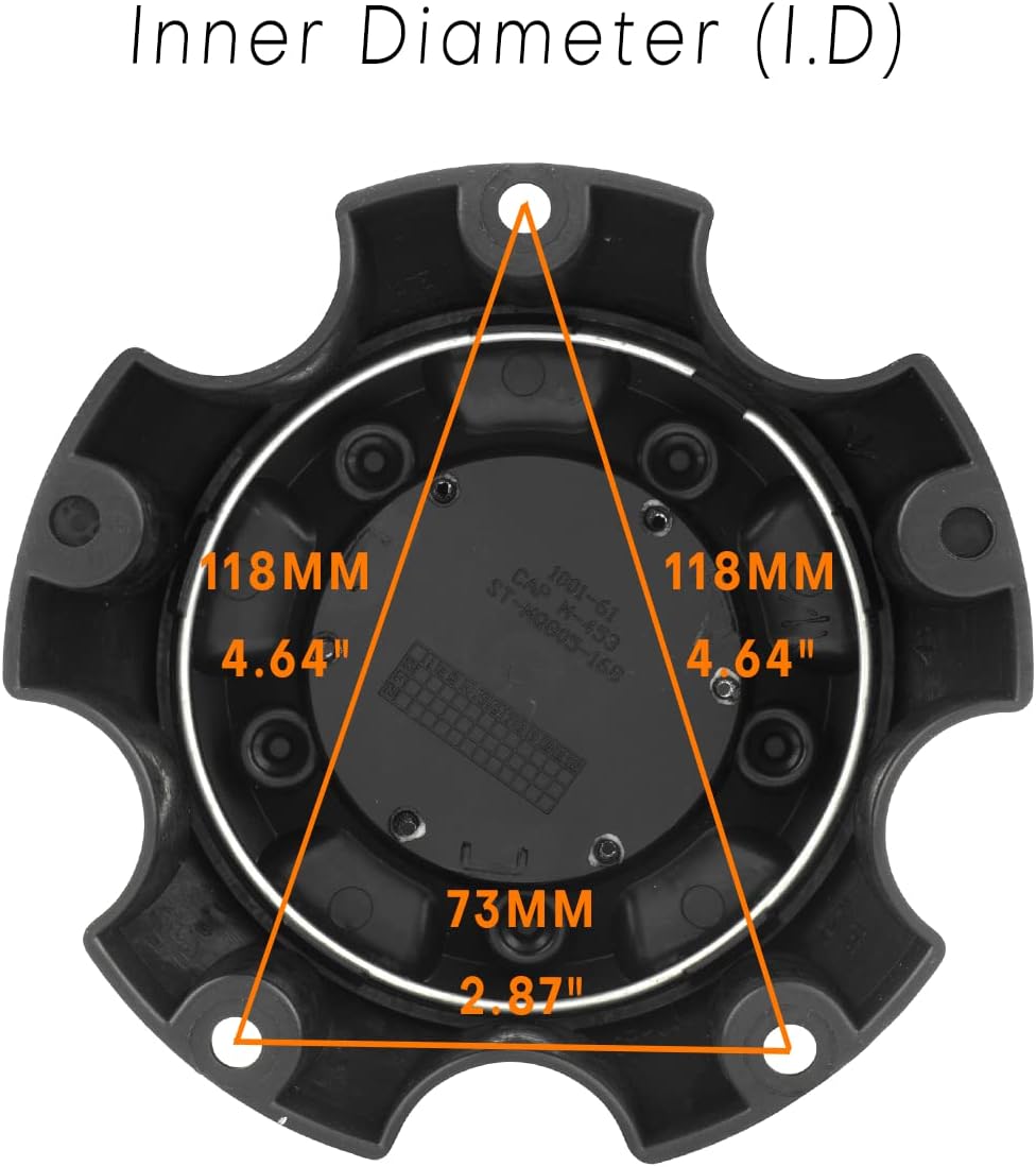 Wheel Center Caps for Fuel Off-Road Wheels 1001-61 M-453 ST-MQ805-168 Center Hubcaps, 4 Pack Center Cover, Outer Diameter 5.35in (Matt Black)