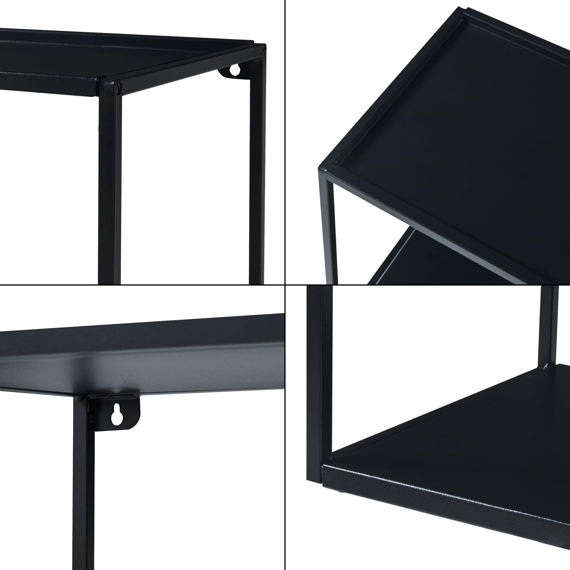 [en.casa] Estantería de Pared con 2 Estantes Baldas Flotantes Estantería de Cocina Parra Tarros Organizador de Baño Escritorio Versátil Diseño Industrial Acero 90 x 25 x 35 cm - Negro