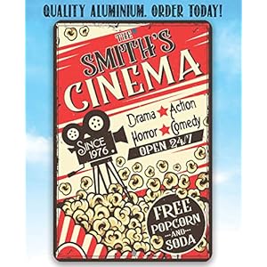 Movie night supplies personalized cinema retro metal sign movie theater decor home theater accessories movie room decor movie night decorations basement decor movie theater signs  urban country home decor