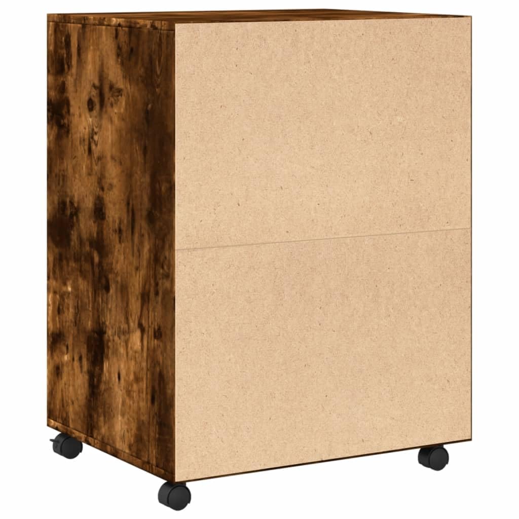 Brokky Armadietto con Ruote Rovere Fumo 60x48x81 cm in Truciolato-Carrello Porta Stampante,Mobiletto con Ruote,Supporto per Stampante in Legno,Classificatore per Documenti per Studio,Ufficio